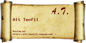 Alt Teofil névjegykártya